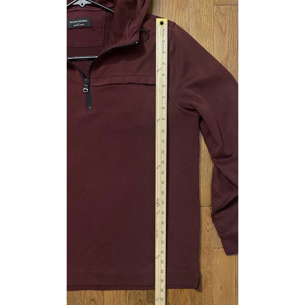 Banana Republic Men's Moisture Wicking 1/4 Zip Long Sleeve Hooded Pullover  Sz M